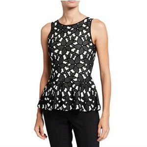NWT Milly Floral Mesh Jacquard Peplum Top [1820]